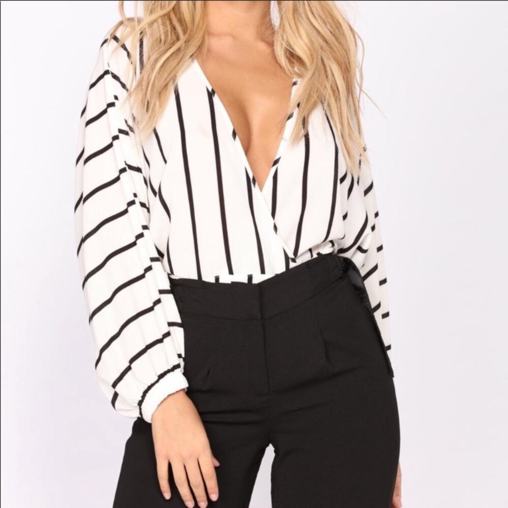 Striped surplice top
